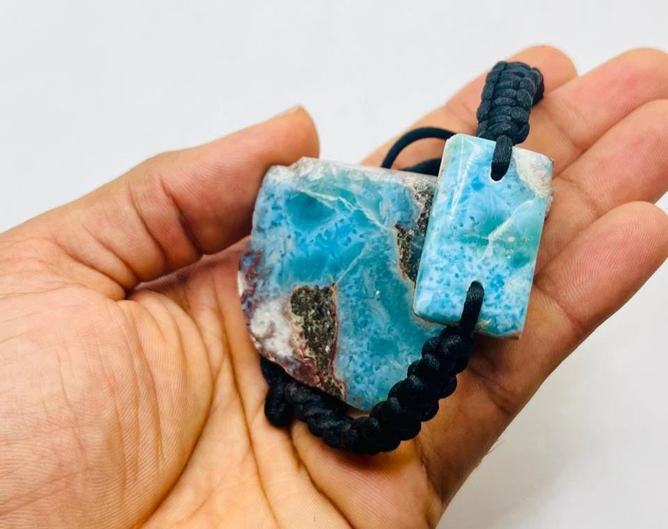 Larimar Bracelet - Adjustable Macrame Unisex Blue Bracelet From The Dominican Republic