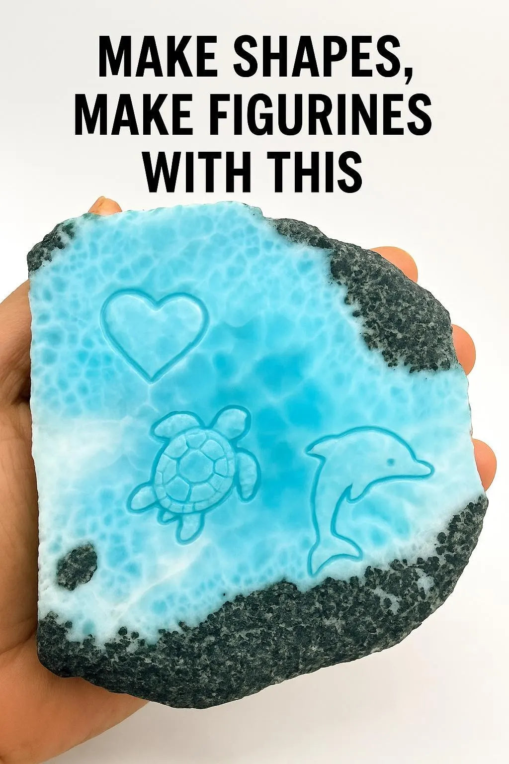 Losa de Larimar (1089 g): Piedra de cristal azul natural para la fabricación de joyas o para coleccionar.