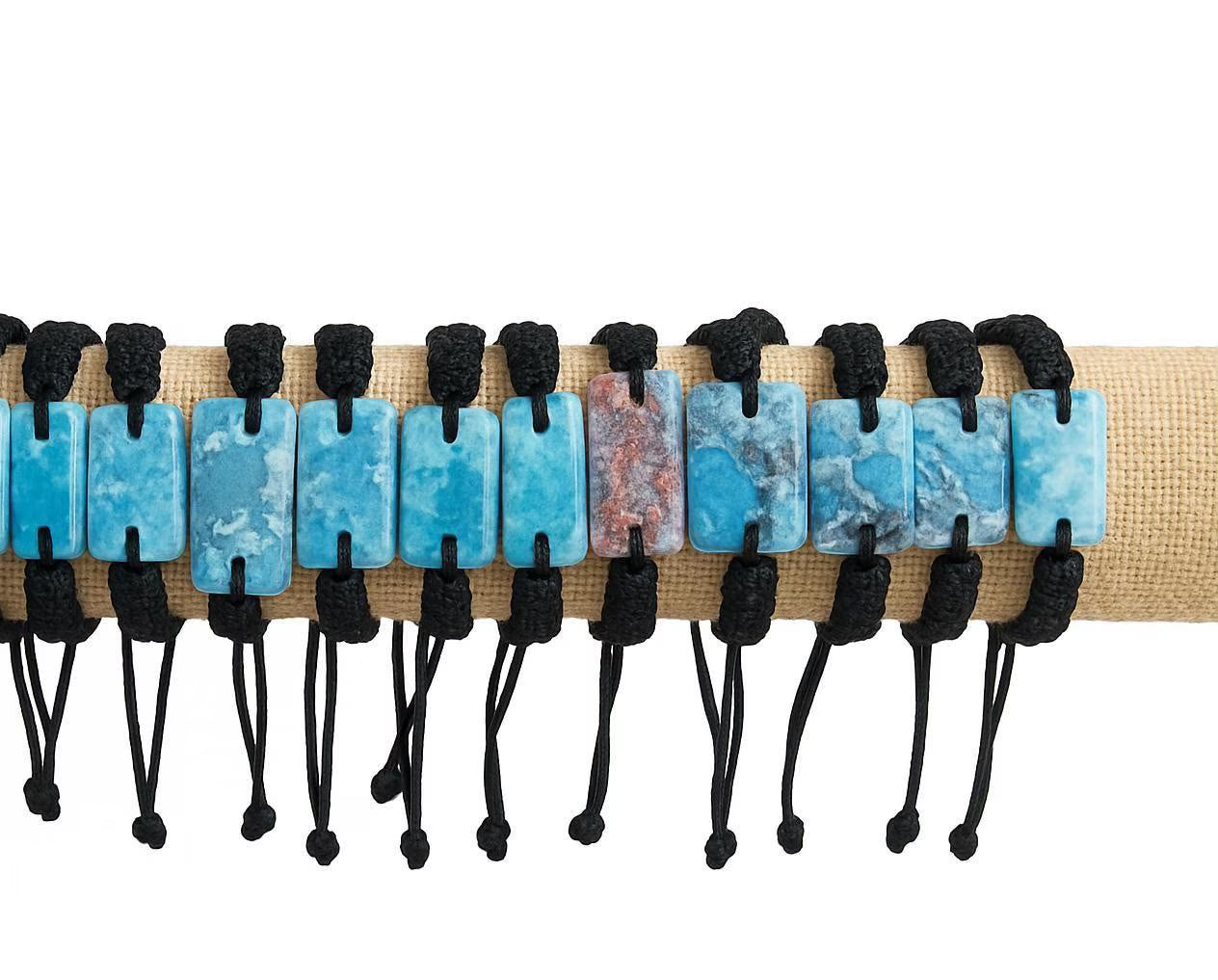 Larimar Bracelet - Adjustable Macrame Unisex Blue Bracelet From The Dominican Republic