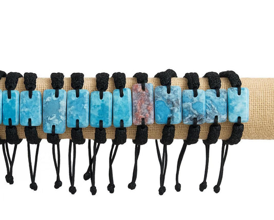 Pulsera de Larimar - Pulsera ajustable unisex de macramé azul de República Dominicana