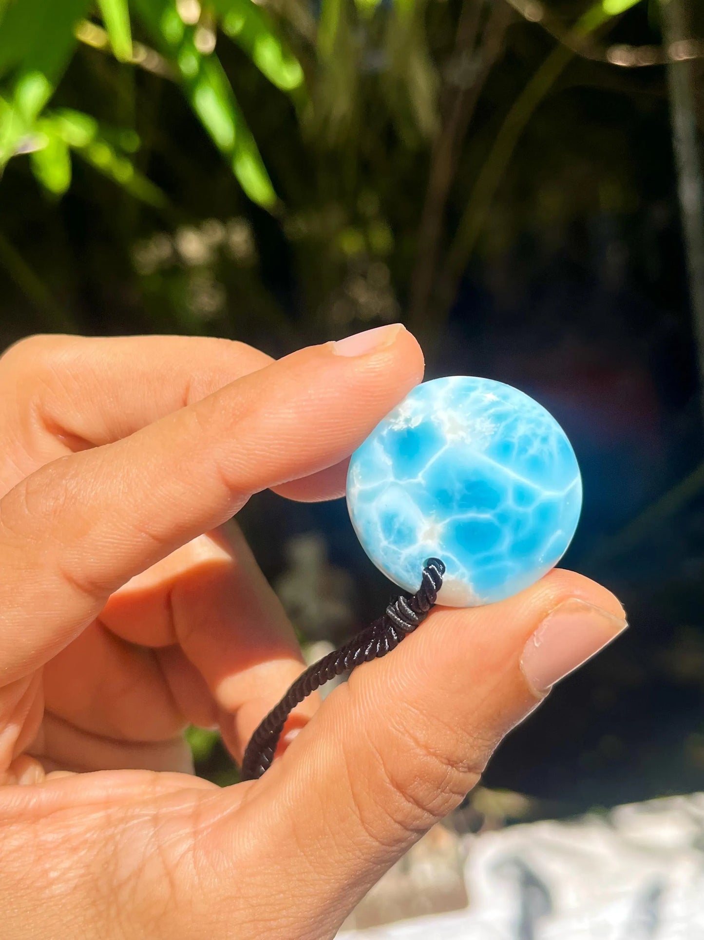 AAA Larimar Pendant Necklace – Genuine Dominican Blue Crystal Slab Stone for men & women