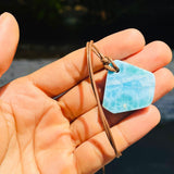 Larimar Stone Necklace – Dominican Blue Stone Pendant on Adjustable Cord for Men & Women