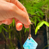 Larimar Stone Necklace – Dominican Blue Stone Pendant on Adjustable Cord for Men & Women