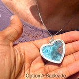 Larimar Heart Pendant Necklace – 925 Sterling Silver, Dominican Stone- Mothers Day Gift