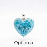 Larimar Heart Pendant Necklace – 925 Sterling Silver, Dominican Stone- Mothers Day Gift