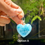 Larimar Heart Pendant Necklace – 925 Sterling Silver, Dominican Stone- Mothers Day Gift