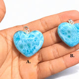 Larimar Heart Pendant Necklace – 925 Sterling Silver, Dominican Stone- Mothers Day Gift