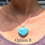 Larimar Heart Pendant Necklace – 925 Sterling Silver, Dominican Stone- Mothers Day Gift