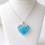 Larimar Heart Pendant Necklace – 925 Sterling Silver, Dominican Stone- Mothers Day Gift