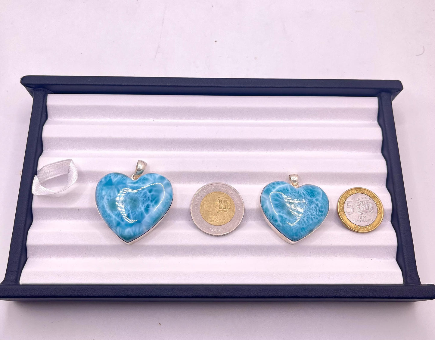 Larimar Heart Pendant Necklace – 925 Sterling Silver, Dominican Stone- Mothers Day Gift