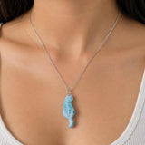 Larimar Cat Pendant Necklace, 925 Sterling Silver , Dominican Larimar Cat Jewelry, Blue Ocean Gemstone Cat Lover Gift