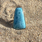 Larimar Ring – Trapezoid Cabochon 925 Sterling Silver Adjustable Statement Jewelry