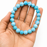 Echtes Larimar Armband – 8mm-9mm Perlen aus der Dominikanischen Republik