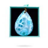 Larimar Necklace – High-Grade AAA Ocean Pattern Larimar, Large Translucent Teardrop,  Azul Collection #2