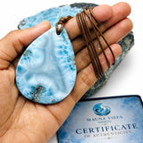 Larimar Necklace – High-Grade AAA Ocean Pattern Larimar, Large Translucent Teardrop,  Azul Collection #2