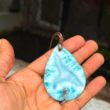 Larimar Necklace – High-Grade AAA Ocean Pattern Larimar, Large Translucent Teardrop,  Azul Collection #2