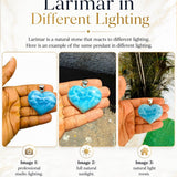 Large Larimar Heart Pendant in 925 Sterling Silver