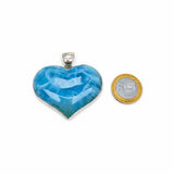 Large Larimar Heart Pendant in 925 Sterling Silver