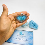 Large Larimar Heart Pendant in 925 Sterling Silver