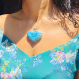 Large Larimar Heart Pendant in 925 Sterling Silver