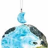 Larimar Moon Pendant - 925 Sterling Silver