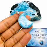 Larimar Moon Pendant - 925 Sterling Silver