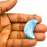 Larimar Moon Pendant - 925 Sterling Silver