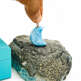 Larimar Moon Pendant - 925 Sterling Silver
