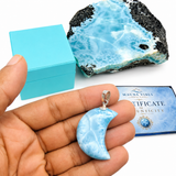 Larimar Moon Pendant - 925 Sterling Silver