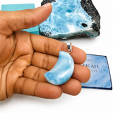 Larimar Moon Pendant - 925 Sterling Silver