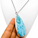 AAA Larimar Teardrop Pendant – Dominican Larimar, Sterling Silver