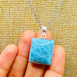AAA Deep Azure Larimar Square Pendant – 925 Sterling Silver