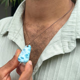 AAA grade Dominican Larimar freeform necklace, additional view, for everyday wear, Mauna Vibes