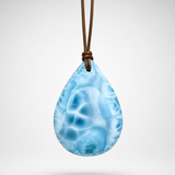 Larimar Necklace – High-Grade AAA Ocean Pattern Larimar, Large Translucent Teardrop,  Azul Collection #2