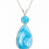 AAA Larimar Teardrop Pendant Necklace