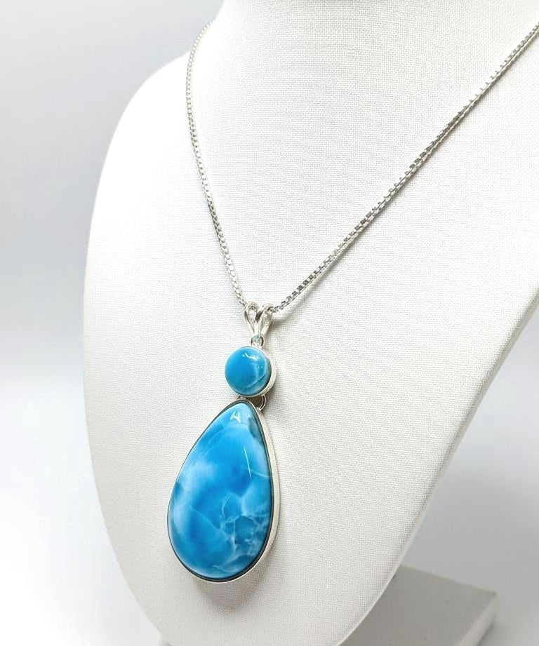 AAA Larimar Teardrop Pendant Necklace