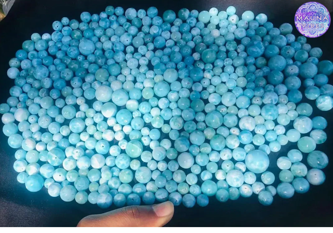 Genuine Larimar Bracelet – 8mm-9mm Beads from Dominican Republic
