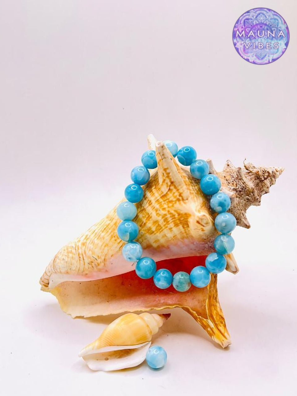 Genuine Larimar Bracelet – 8mm-9mm Beads from Dominican Republic