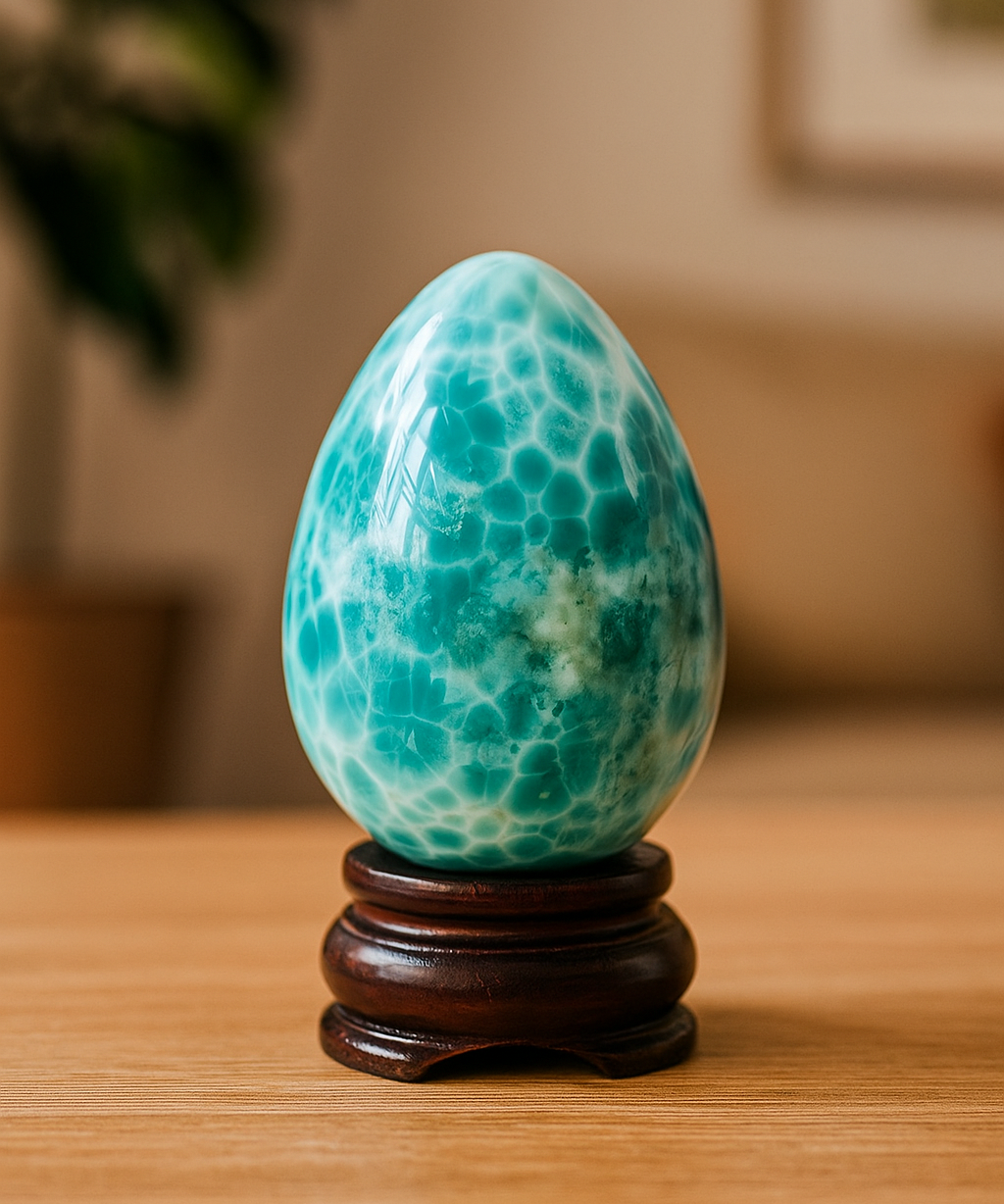 Larimar Egg: Dominican Blue Gemstone for Reiki or Crystal Decor