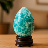 Larimar Egg: Dominican Blue Gemstone for Reiki or Crystal Decor