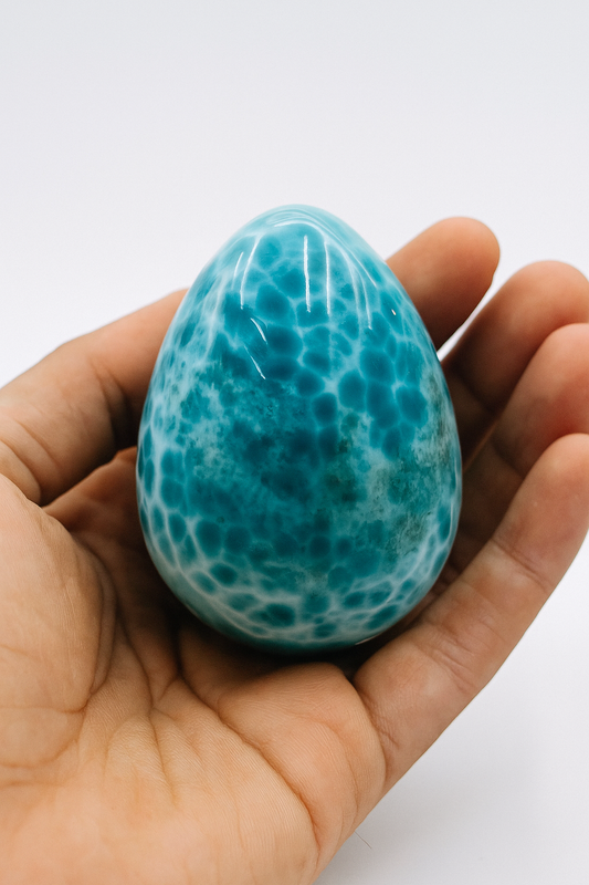 Larimar Egg: Dominican Blue Gemstone for Reiki or Crystal Decor