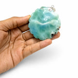 Larimar Flower Pendant in 925 Sterling Silver