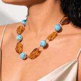 Dominican Larimar necklace in 925 sterling silver, additional view, for everyday wear, Mauna Vibes