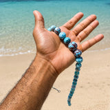Larimar Bead Jasper Necklace – Red Matrix, Graduated Round Beads, 925 Sterling Silver
