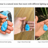 Larimar Teardrop Necklace , Ocean Blue Webbing Pattern for Men & Women