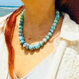 Larimar Bead Jasper Necklace – Red Matrix, Graduated Round Beads, 925 Sterling Silver