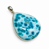 AAA Larimar Dotted Pendant – Rare Dominican Specimen, Sterling Silver