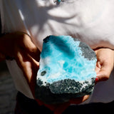 AAA Larimar Slab 1089g – Rare Natural Blue Crystal Collector's Stone