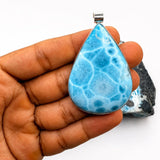 AAA Larimar Teardrop Pendant in Sterling Silver