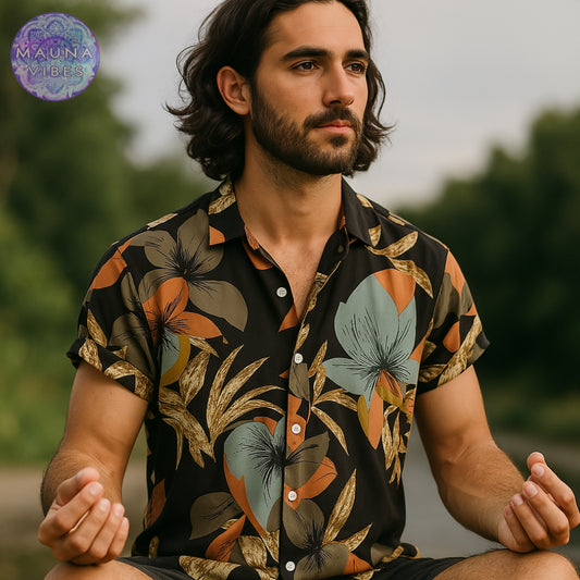 Camisa floral bohemia para hombre: transpirable, de verano, ideal para playa, festivales y un estilo informal.